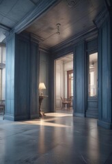 Photo with faded blueprint texture; modern architectural feel, industrial, artistic, blueprint effect