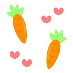 Fresh carrot illustration on white background. Flat design of vegetables. Carrot icon, logo.
