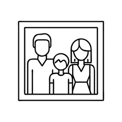family photo icon, family photo line art - simple line art of family photo, perfect for family photo logos and icons