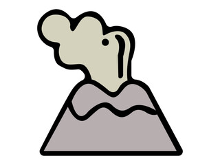 Vector illustration of Volcano Mountain with smoke icon in HD
