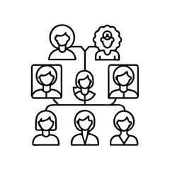 Line Art Organizational Structure Icon – Team Hierarchy Concept

