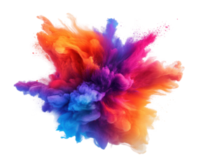 Dynamic color explosion abstract digital creation isolated on transparent background
