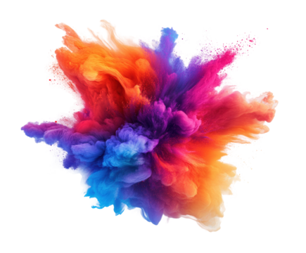 Dynamic color explosion abstract digital creation isolated on transparent background