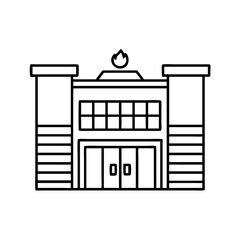 fire station icon, fire station line art - simple line art of fire station, perfect for fire station logos and icons