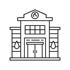 fire station icon, fire station line art - simple line art of fire station, perfect for fire station logos and icons