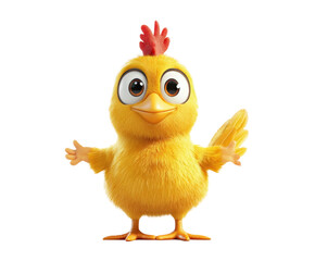 Cheerful chick welcomes adventure in animated farm scene isolated on transparent background