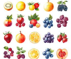 Vibrant fruit selection market bright fresh isolated on transparent background