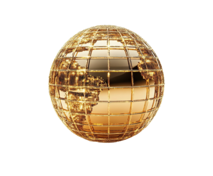 Global networking event business sphere digital age modern view isolated on transparent background