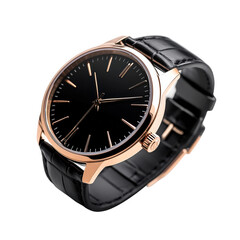 Elegant black watch display product modern timepiece isolated on transparent background