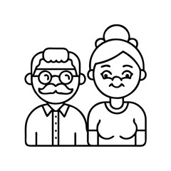 grandparents icon, grandparents line art - simple line art of grandparents, perfect for grandparents logos and icons