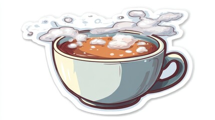 Warm Cup of Coffee with Steam Rising