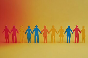 Teamwork Unity Paper People Holding Hands