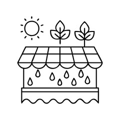 green roof line art icon