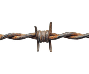 Rusty barbed wire fencing environment detail isolated on transparent background