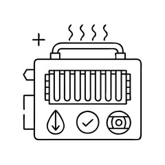 heating system icon, heating system line art - simple line art of heating system, perfect for heating system logos and icons