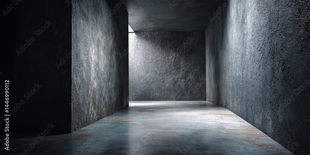 Poster dark minimalist studio background with textured walls and smooth floor ideal for photography, produc