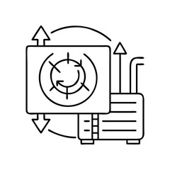 heat recovery system icon, heat recovery system line art - simple line art of heat recovery system, perfect for heat recovery system logos and icons