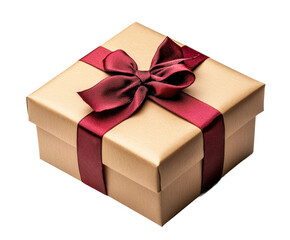 Gift box with red ribbon home product isolated on transparent background