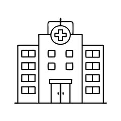hospital icon, hospital line art - simple line art of hospital, perfect for hospital logos and icons