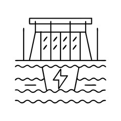 Obraz premium hydroelectric dam icon, hydroelectric dam line art - simple line art of hydroelectric dam, perfect for hydroelectric dam logos and icons