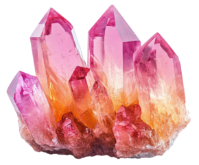 Vibrant pink crystal formation natural environment view isolated on transparent background