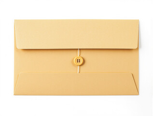 light beige textured envelope tied with string and secured by a small button