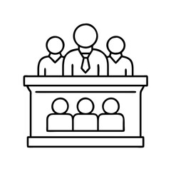 jury deliberation icon, jury deliberation line art - simple line art of jury deliberation, perfect for jury deliberation logos and icons