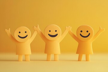 Obraz premium Three Happy Cartoon Friends Smiling Graphic