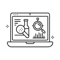 laptop research icon, laptop research line art - simple line art of laptop research, perfect for laptop research logos and icons