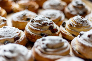 Freshly Baked Pastries with Powdered Sugar Topping