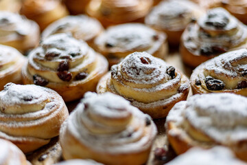 Freshly Baked Pastries with Powdered Sugar Topping