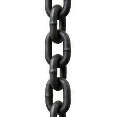 Fototapeta premium A detailed look at the robust links of a heavy dark metal chain, highlighting its rugged texture and powerful connection.