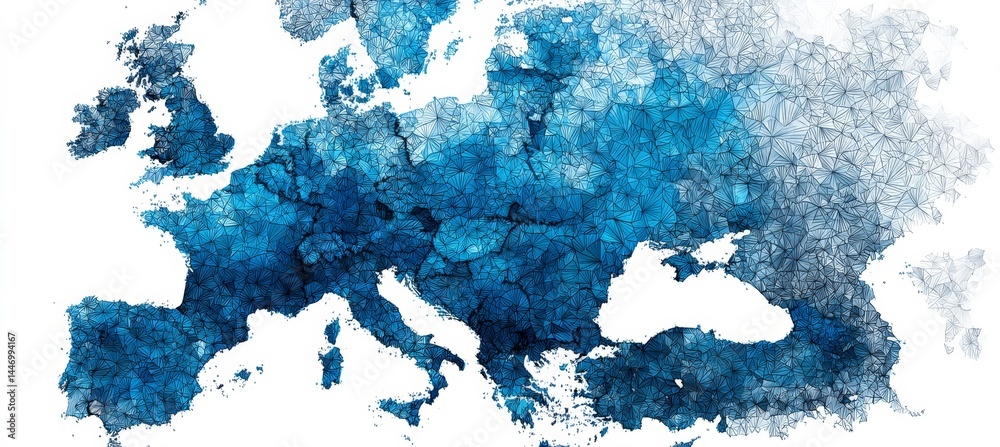 Poster europe map. generative ai technology.