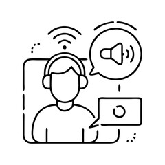 listener icon, listener line art - simple line art of listener, perfect for listener logos and icons