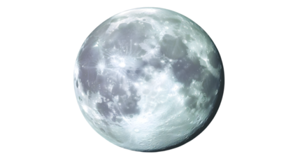 Full Moon Isolated Transparent Background Realistic Image
