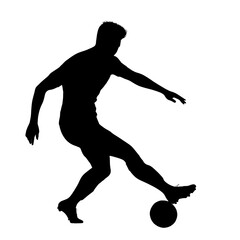 Obraz premium Dynamic Silhouette of a Soccer Player in Action A Powerful Vector Graphic Illustration Perfect for Sports Designs, Websites, and Branding