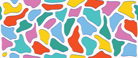 Childish seamless background pattern. Fun geometric shapes doodle design for print, textiles, fabric, packaging design and wallpaper. 