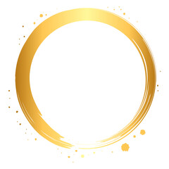 毛筆で描いた金色の円の和風フレーム
