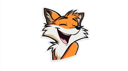 Obraz premium Happy Cartoon Fox with Orange Fur Smiling
