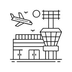 airport terminal icon, airport terminal line art - simple line art of airport terminal, perfect for airport terminal logos and icons