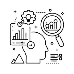 analytical thinking icon, analytical thinking line art - simple line art of analytical thinking, perfect for analytical thinking logos and icons