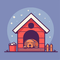 a dog sleeping in a cage illustration