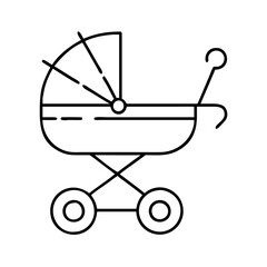 baby stroller icon, baby stroller line art - simple line art of baby stroller, perfect for baby stroller logos and icons