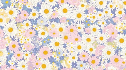 Obraz premium Floral pattern with daisies and other flowers