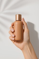hand holding a bottle skincare