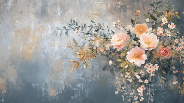 Pastel floral bouquet on textured background