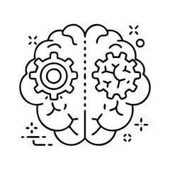 brain with gears mental process icon, brain with gears mental process line art - simple line art of brain with gears mental process, perfect for brain with gears mental process logos and icons