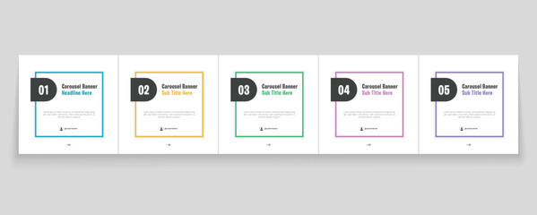 Social media banner frame or social media carousel template or infographic carousel post design. Editable post frame design. Minimal corporate carousel template