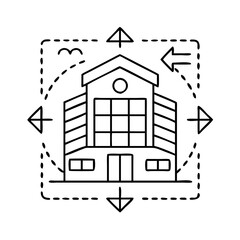 building orientation icon, building orientation line art - simple line art of building orientation, perfect for building orientation logos and icons