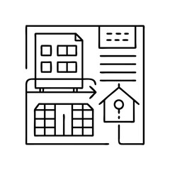 building orientation icon, building orientation line art - simple line art of building orientation, perfect for building orientation logos and icons